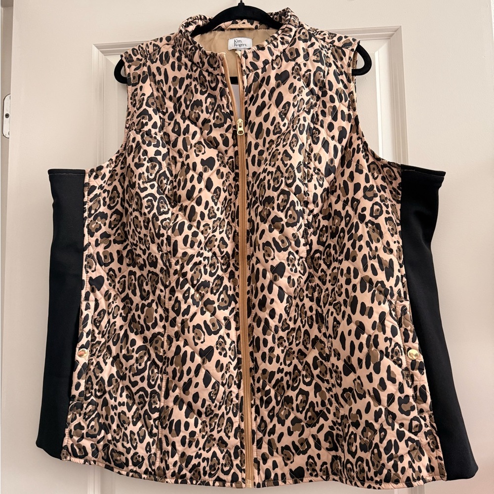 Kim Rogers Tan and Black Leopard Print Vest